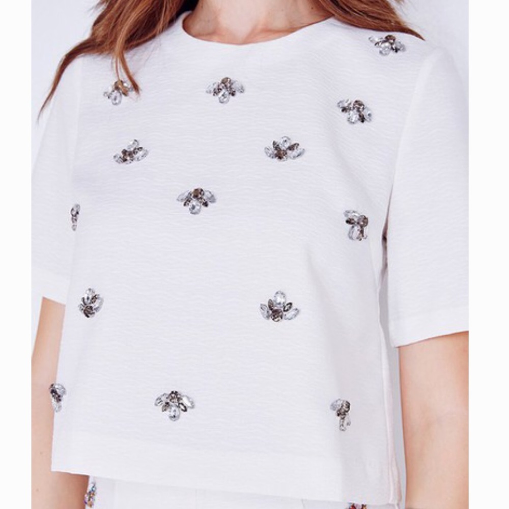 Soloiste Jeweled white crop top